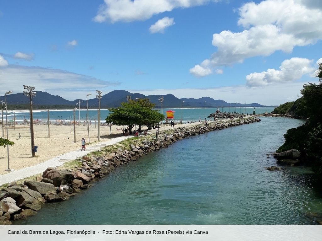 Canal da Barra da Lagoa com molhes de pedra